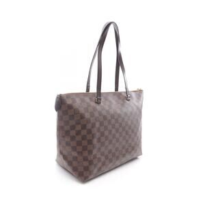 Louis Vuitton Iena Damier Ebene Brown Tote Bag Canvas Leather Brown